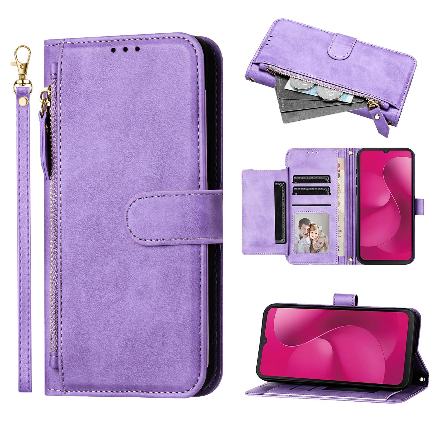 Amazon.com: YAJOJO for T-Mobile Revvl 8 Zipper Wallet Case with